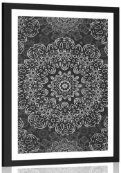 Dovido Poszter paszportuval Mandala fekete-fehér absztrakt mintával - 30x45 black
