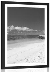 Dovido Poszter paszportuval Anse Source strand fekete-fehérben - 40x60 no frame