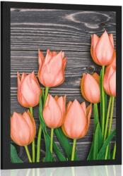 Dovido Poszter narancssárga tulipánok fa háttéren - 20x30 no frame