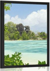 Dovido Poszter gyönyörű strand La Digue szigetén - 60x90 black