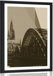 Dovido Poszter paszportuval Köln város illusztrációja szépia kivitelben - 40x60 black