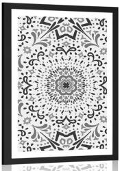 Dovido Poszter paszpartuval - egyedi etnikai minta fekete-fehér kivitelben. - 30x45 silver