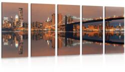 Dovido 5-részes kép Manhattan tükörkép vízben - 150x75