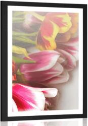Dovido Poszter paszportuval színes tulipán csokor - 40x60 black