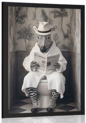Dovido Poszter zebra újsággal a WC-n. - 20x30 white