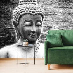 Dovido Fotótapéta fekete fehér Buddha szobor fa háttéren - 147x99