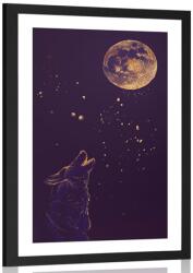 Dovido Poszter paszportuval farkas teliholdnál - 30x45 black