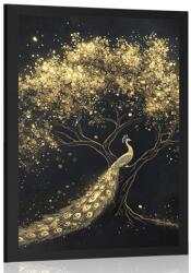 Dovido Poszter arany páva a fán. - 40x60 black