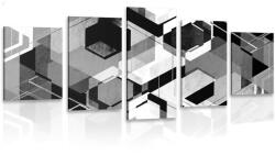 Dovido 5-részes kép abzstrakt geometria fekete fehérben - 150x75