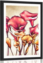 Dovido Poszter paszportuval piros calla virágok - 20x30 white