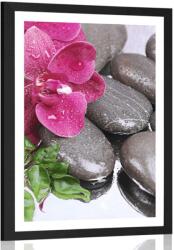 Dovido Poszter paszportuval virágzó orchidea wellness kövekkel - 60x90 silver