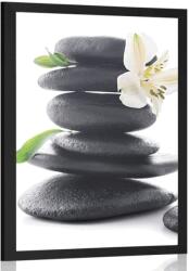 Dovido Poszter Zen kövek liliommal - 40x60 white