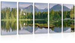 Dovido 5-részes kép gyönyörű panoráma tó a hegyekben - 100x50
