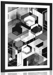 Dovido Poszter paszportuval absztrakt geometria fekete fehérben - 20x30 silver