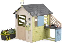 Smoby Căsuță cu ghiveci Pretty Playhouse&Kitchen Life Smoby cu bucătărie extensibilă, cu filtru UV, de la 24 luni (SM810305-D) Casuta pentru copii