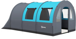 Outsunny Cort de Camping Impermeabil, Cort cu 5 Locuri, Zonă Separată de Dormit și Living, 480x260x200 cm, Gri și Albastru | Aosom Romania (A20-373V00GY) Cort