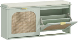 HomCom Bancă pentru încălțăminte, banc de depozitare, șezut căptușit, sertare rabatabile, ușă din ratan, 104 x 26 x 47, 5 cm, verde | Aosom Romania (837-600V81LN) Pantofar