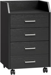 Vinsetto comodă birou, comodă birou cu roți, comodă documente, comodă pe roți, comodă cu sertare, mobilier birou | Aosom Romania (924-036V00BK) Comoda