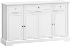 HOMCOM Bufet de living, mobilier de depozitare cu 3 sertare, 4 uși cu închidere silențioasă și etajere reglabile, alb | Aosom Romania (83B-776V00WT) Bufet