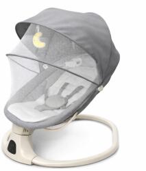Kidizi Leagan electric bebelusi 0-12 luni Kidizi Velara gri, spatar reglabil, salteluta si pernuta detasabile, dimensiune generoasa, melodii si sunete, telecomanda, Bluetooth, alimentare priza si baterii (59 Balansoar bebelusi