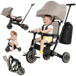 Kidizi Tricicleta pliabila multifunctionala 5 in 1 copii Kidizi Neo Sand cu sezut rotativ 180°, spatar reglabil, control parental, copertina si functie bicicleta de balans, 10 luni - 4 ani, model compact (59