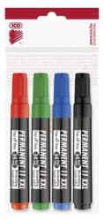 ICO Marker permanent, set, 1-3 mm, vârf conic, ICO "Permanent 11 XXL", 4 culori diferite, 4 buc