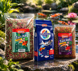 Panzi Tavi Haltáp Mega Csomag | Komplett étrend kerti tavi halaknak: Golyó, Sticks és 4 Seasons mix - 3 x 5 kg