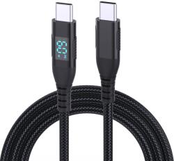  Nejlon USB-C / USB-C kijelzőkábellel 3m 60W - fekete (6628003595A)