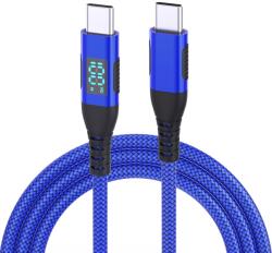  Nejlon USB-C / USB-C kijelzőkábellel 1m 100W - kék (6628003596B)