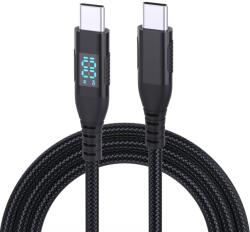  Nejlon USB-C / USB-C kijelzőkábellel 1m 100W - fekete (6628003596A)