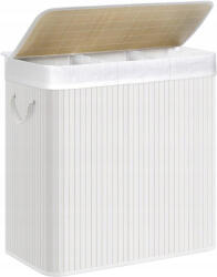 Songmics Cos de rufe Songmics din bambus, pliabil, 3 compartimente, 150L, alb (EZ-LCB091W01)