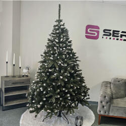 Sersimo Brad artificial WhiteBerry 220 cm cu zapada, conuri si suport metalic (SRS1537)