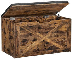 VASAGLE Banca pentru pantofi VASAGLE cu depozitare si perna, 76 cm, maro rustic (EZ-LHS056X01) Pantofar
