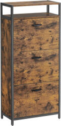 VASAGLE Dulap pentru pantofi VASAGLE cu 3 usi rabatabile, 15-18 perechi, maro rustic (EZ-LBS101B01) Pantofar