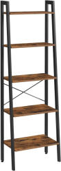 VASAGLE Biblioteca tip scara VASAGLE cu 5 polite, stil industrial, maro rustic (EZ-LLS45X) Biblioteca