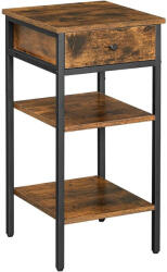 VASAGLE Noptiera inalta VASAGLE cu sertar si 2 rafturi, stil industrial, maro rustic (EZ-LET502B01)
