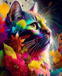 NORIMPEX - Puzzle Pictură Diamant: Pisică colorată 30x40cm - 1 - 39 piese