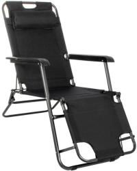  Sezlong pliabil Zero Gravity pentru gradina si terasa, negru, 120 kg (GC-0060)