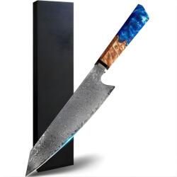 HARAHU Cuțit de bucătărie din oțel Damasc SA-40123 - Kiritsuke / Maro / Albastru KP40123