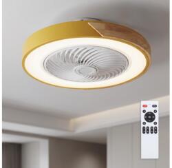 Brilagi - Corp de iluminat LED dimabil cu ventilator, 38W/230V, 50 cm, auriu/stejar + telecomandă (BG4027)