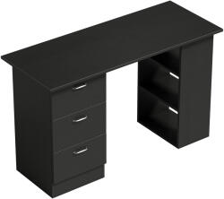 HomCom Birou de Calculator Modern, Masa de Lucru cu 3 Sertare și Raft pentru Depozitare, Design Elegant, Negru | Aosom Romania (836-068BK)