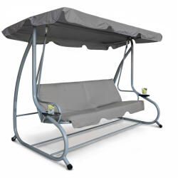  Roxy XXL kerti hintaágy 200 x 120 x 164 cm 3 az 1-ben hintaágy, Professzionális Relax Plus 4 személyes, dönthető kerti Hintaágy POHÁRTARTÓVAL MAX 400KG terhelehetőség, - sötét szürke - antracit 11493b