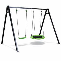 LEAN Toys Kerti hinta, gólyafészek, 2 az 1-ben, keret, fekete, 260 x 173 cm