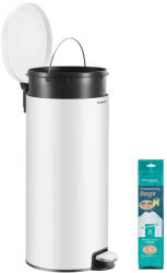 SONGMICS Kerek szemetes, 30L, pedálos, acél, műanyag vödörrel, lágy záródású, felhő (LTB031WZ02)