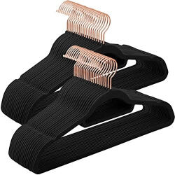SONGMICS Bársony vállfa, csúszásmentes ruhaakasztó 50 db, fekete (CRF21BK50)