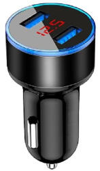 Flippy Incarcator Auto cu Afisaj Digital, Flippy, din Metal, 3.1A, Incarcare Rapida 6A PD+QC3.0, Dublu USB, Negru Auriu (teo-130768)