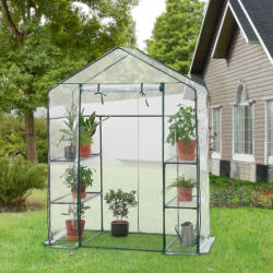 [en. casa] Solar de gradina Hoorn cu rafturi, transparent, 140x73x195 cm (79259077)