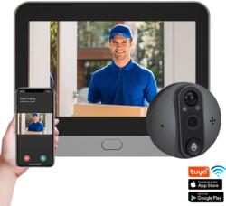  Elektronikus kereső, Okos csengő, Telefonalkalmazás, 4, 3 hüvelykes képernyő, 3 MP-es HD kamera, Mozgásérzékelők, Éjjellátó funkció, 140°-os látószög, Kétirányú hang, 24/7 megfigyelés, 5000 m
