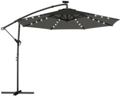 Outsunny LED napelemes napernyő, kb. Ø300 cm, forgatható, hajtókaros talppal és védőburkolattal, sötétszürke (84D-504V00CG)