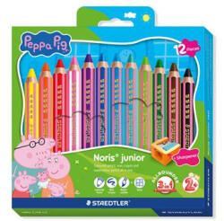 STAEDTLER Színes ceruza készlet, hatszögletű, jumbo, STAEDTLER „Noris® junior 140, Peppa malac, 12 szín (TS140C12L1) (TS140C12L1)